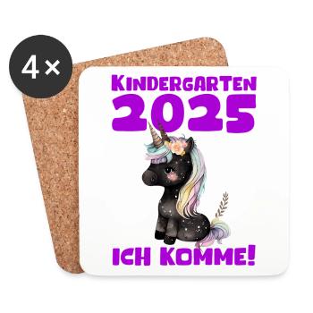 Kindergarten 2025 Girl Gift Kita 2025 Decoration - Coasters (set of 4) - white - Front