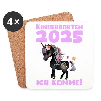 Kindergarten 2025 Girl Gift Kita 2025 Decoration - Coasters (set of 4) - white - Front
