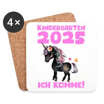 Kindergarten 2025 Girl Gift Kita 2025 Decoration - Coasters (set of 4) - white - Front