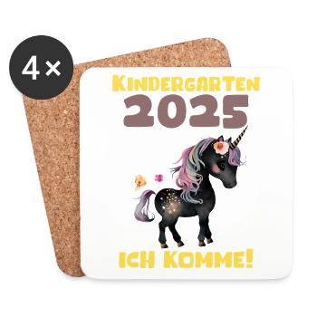 Kindergarten 2025 Girl Gift Kita 2025 Decoration - Coasters (set of 4) - white - Front