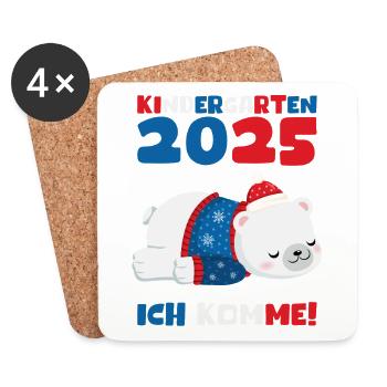 Kita de cadeaux pour enfants de la maternelle 2025 Décoration 2025 - Dessous de verre (lot de 4) - blanc - Devant