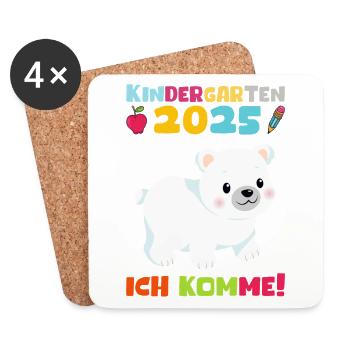 Kindergarten 2025 Children Gift Kita 2025 Decoration - Coasters (set of 4) - white - Front