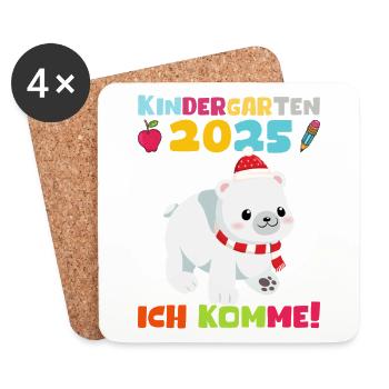 Kindergarten 2025 Kids Gift Kita 2025 Decoration - Coasters (set of 4) - white - Front