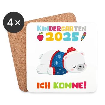 Kindergarten 2025 Kids Gift Kita 2025 Decoration - Coasters (set of 4) - white - Front