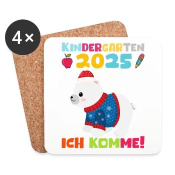 Kita de cadeaux pour enfants de la maternelle 2025 Décoration 2025 - Dessous de verre (lot de 4) - blanc - Devant