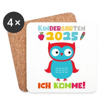 Kita de cadeaux pour enfants de la maternelle 2025 Décoration 2025 - Dessous de verre (lot de 4) - blanc - Devant