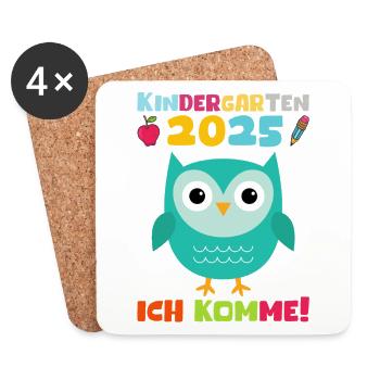 Kita de cadeaux pour enfants de la maternelle 2025 Décoration 2025 - Dessous de verre (lot de 4) - blanc - Devant