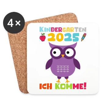 Kindergarten 2025 Kids Gift Kita 2025 Decoration - Coasters (set of 4) - white - Front