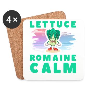 Laitue romaine calme – Salade amusante - Dessous de verre (lot de 4) - blanc - Devant