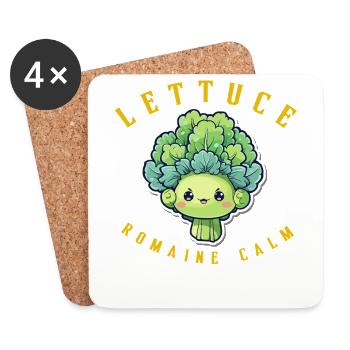 Laitue romaine calme – Salade amusante - Dessous de verre (lot de 4) - blanc - Devant