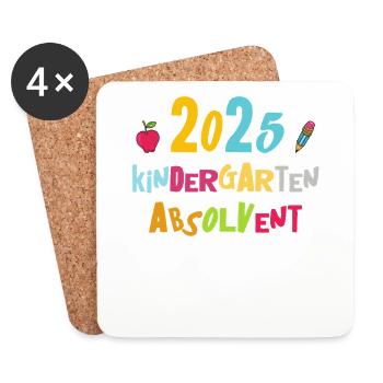 Abschied Kindergarten 2025 Geschenk Mädchen Jungen - Untersetzer (4er-Set) - Weiß - Vorne