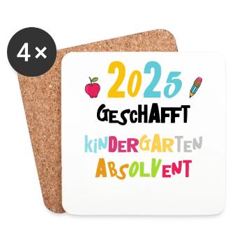 Farewell Kindergarten 2025 Gift Girls Boys - Coasters (set of 4) - white - Front