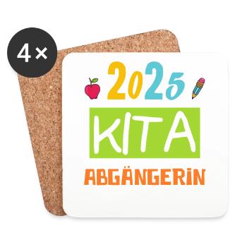 Abschied Kindergarten 2025 Geschenk Mädchen Jungen - Untersetzer (4er-Set) - Weiß - Vorne