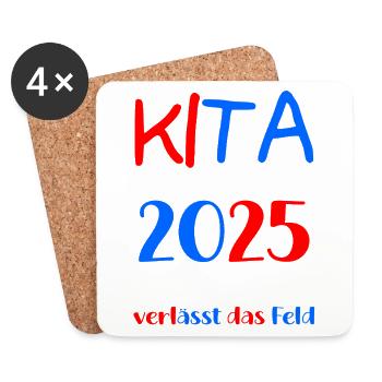 Abschied Kindergarten 2025 Geschenk Mädchen Jungen - Untersetzer (4er-Set) - Weiß - Vorne