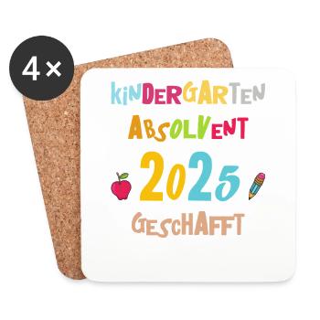 Farewell Kindergarten 2025 Gift Girls Boys - Coasters (set of 4) - white - Front