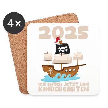 Kindergarten 2025 Kids Gift Kita 2025 Decoration - Coasters (set of 4) - white - Front