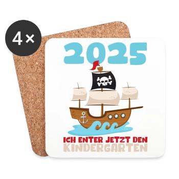 Kindergarten 2025 Kids Gift Kita 2025 Decoration - Coasters (set of 4) - white - Front