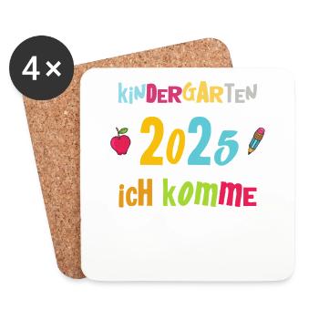 Kindergarten 2025 Kids Gift Kita 2025 Decoration - Coasters (set of 4) - white - Front