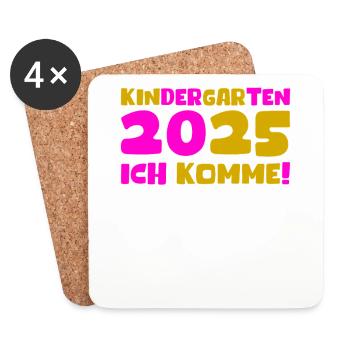 Kindergarten 2025 Kids Gift Kita 2025 Decoration - Coasters (set of 4) - white - Front