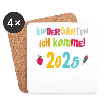 Kindergarten 2025 Kids Gift Kita 2025 Decoration - Coasters (set of 4) - white - Front