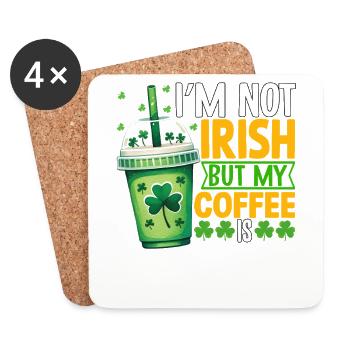 Je ne suis pas irlandais mais mon café l’est - Dessous de verre (lot de 4) - blanc - Devant