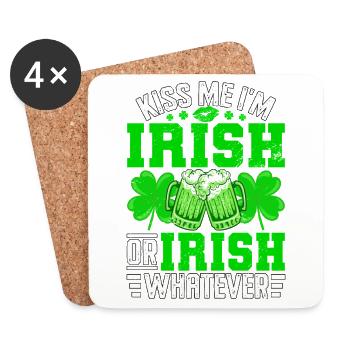 Embrasse-moi, je suis irlandais ou irlandais peu importe - Dessous de verre (lot de 4) - blanc - Devant