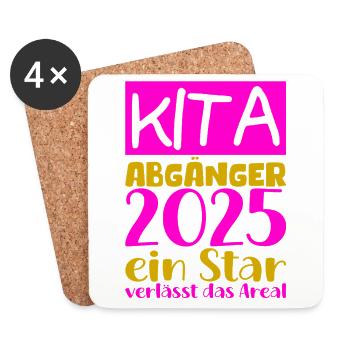 Farewell Kindergarten 2025 Gift Girls Boys - Coasters (set of 4) - white - Front