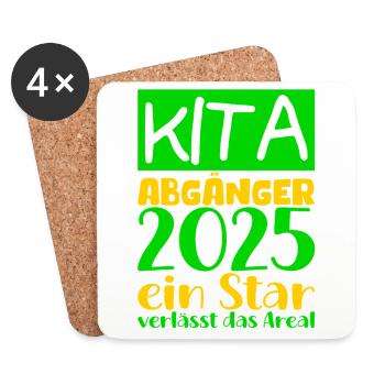 Farewell Kindergarten 2025 Gift Girls Boys - Coasters (set of 4) - white - Front