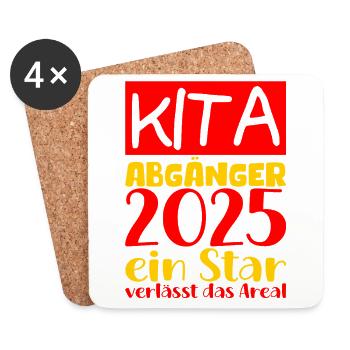 Abschied Kindergarten 2025 Geschenk Mädchen Jungen - Untersetzer (4er-Set) - Weiß - Vorne