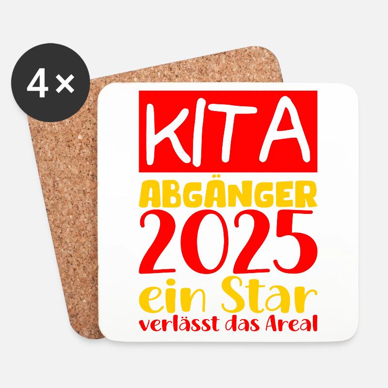 Abschied Kindergarten 2025 Geschenk Mädchen Jungen - Untersetzer (4er-Set) - Weiß