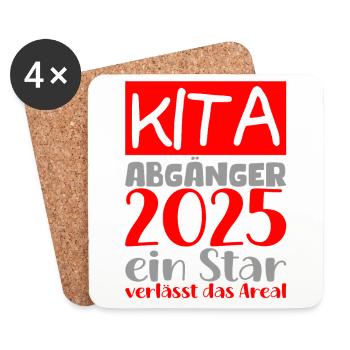 Abschied Kindergarten 2025 Geschenk Mädchen Jungen - Untersetzer (4er-Set) - Weiß - Vorne