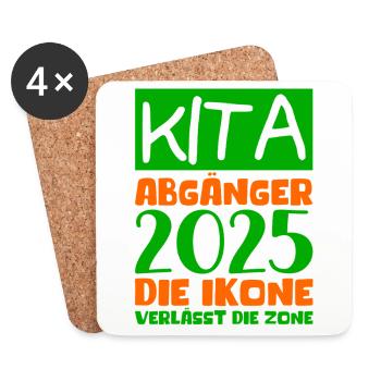 Abschied Kindergarten 2025 Geschenk Mädchen Jungen - Untersetzer (4er-Set) - Weiß - Vorne