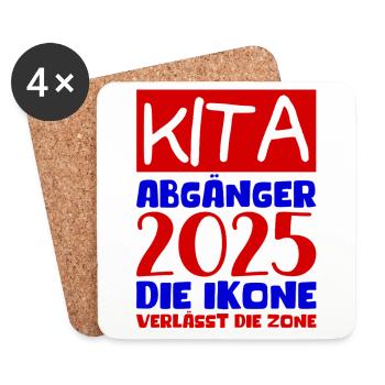 Abschied Kindergarten 2025 Geschenk Mädchen Jungen - Untersetzer (4er-Set) - Weiß - Vorne