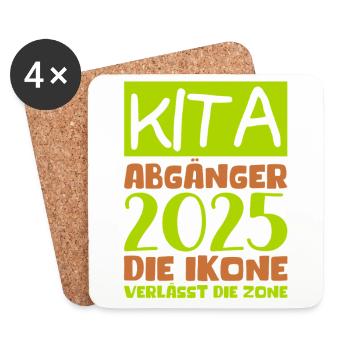 Farewell Kindergarten 2025 Gift Girls Boys - Coasters (set of 4) - white - Front