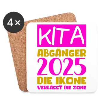 Abschied Kindergarten 2025 Geschenk Mädchen Jungen - Untersetzer (4er-Set) - Weiß - Vorne