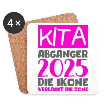 Farewell Kindergarten 2025 Gift Girls Boys - Coasters (set of 4) - white - Front