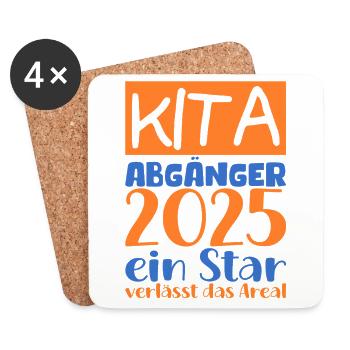 Abschied Kindergarten 2025 Geschenk Mädchen Jungen - Untersetzer (4er-Set) - Weiß - Vorne