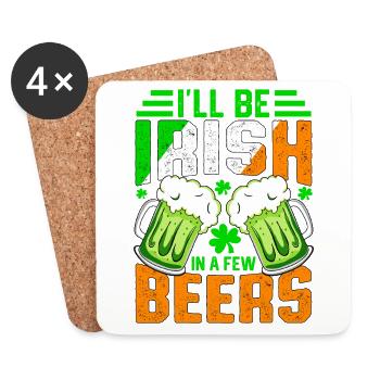 Je serai irlandais dans quelques bières - Dessous de verre (lot de 4) - blanc - Devant