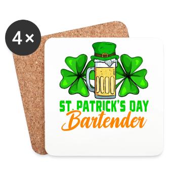 Barkeeper am St. Patrick's Day - Untersetzer (4er-Set) - Weiß - Vorne