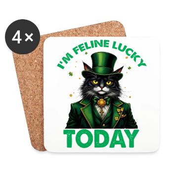 Ich bin feeline Lucky Today - Untersetzer (4er-Set) - Weiß - Vorne