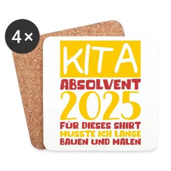 Abschied Kindergarten 2025 Geschenk Mädchen Jungen - Untersetzer (4er-Set) - Weiß - Vorne