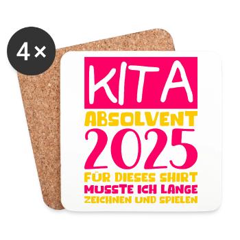 Farewell Kindergarten 2025 Gift Girl Boys - Coasters (set of 4) - white - Front
