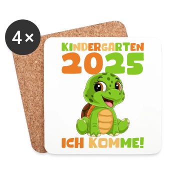 Kindergarten 2025 Kids Gift Kita 2025 Decoration - Coasters (set of 4) - white - Front