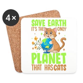 Rette die Erde, es ist der einzige Planet, auf dem es Katzen gibt - Untersetzer (4er-Set) - Weiß - Vorne