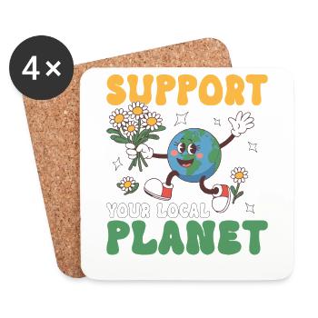 Unterstützen Sie Ihren lokalen Planeten - Untersetzer (4er-Set) - Weiß - Vorne