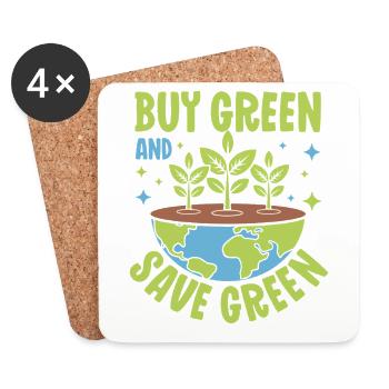 Achetez vert et économisez vert - Dessous de verre (lot de 4) - blanc - Devant