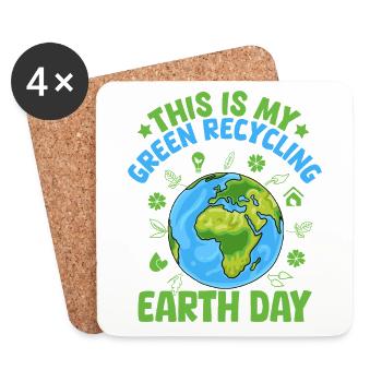 Das ist mein Green Recycling Earth Day - Untersetzer (4er-Set) - Weiß - Vorne