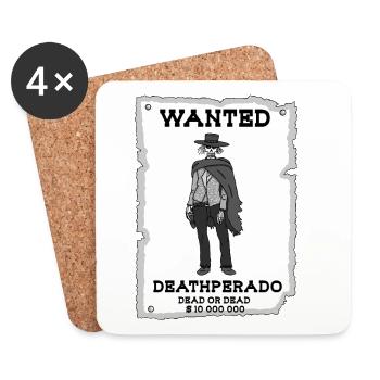 Cowboy squelette - Dessous de verre (lot de 4) - blanc - Devant