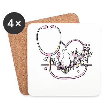 Nurse Doctor Heartbeat Easter - Coasters (set of 4) - white - Front