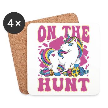 À la chasse Licorne Pâques - Dessous de verre (lot de 4) - blanc - Devant